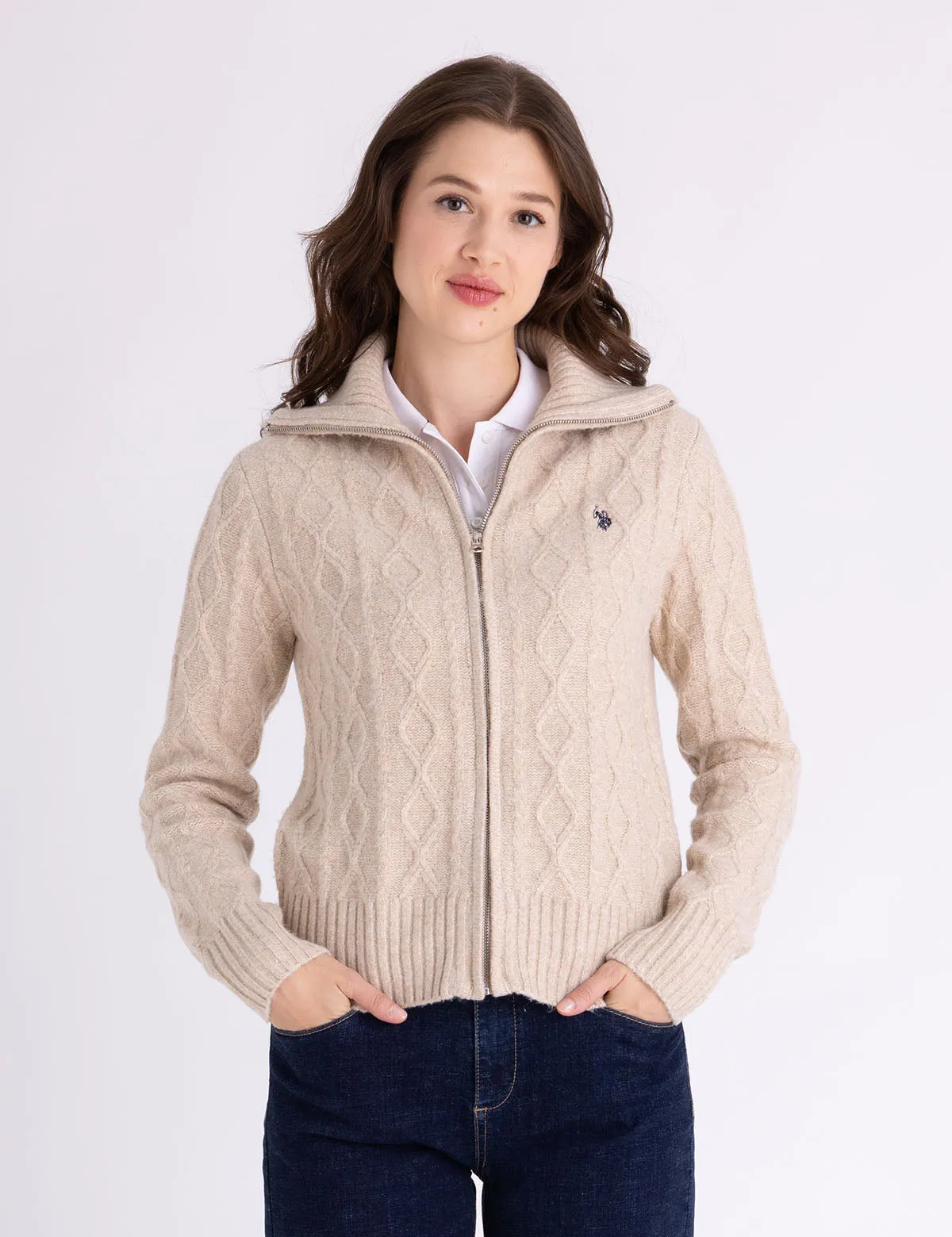 FULL ZIP CABLE SWEATER sold by U.S. Polo Assn. product image thumbnail 4