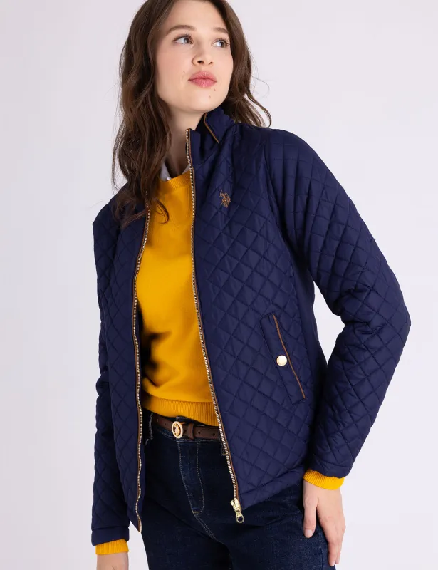 QUILTED SIDE KNIT MOTO JACKET sold by U.S. Polo Assn.