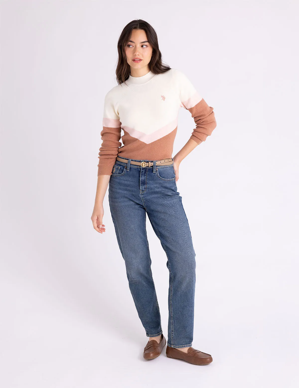 MOCK NECK COLORBLOCK CHEVRON SWEATER sold by U.S. Polo Assn. product image thumbnail 4