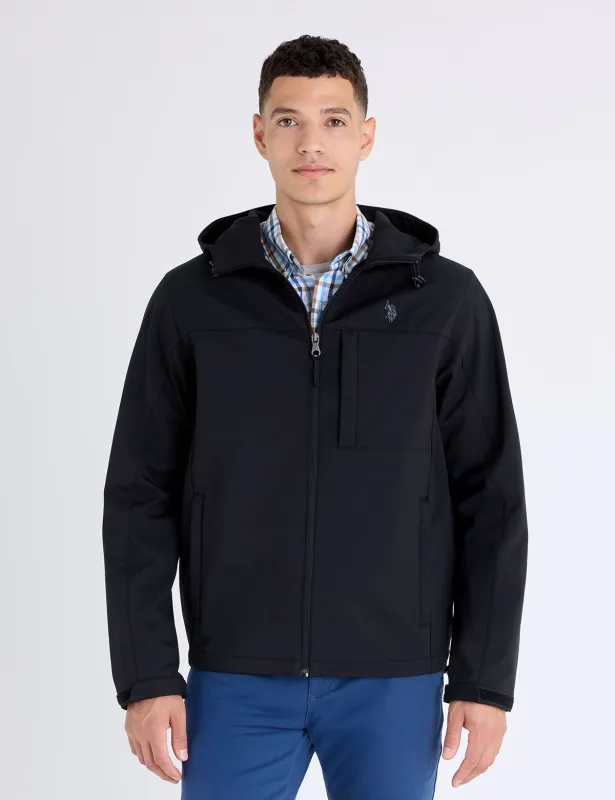 HOODED BONDED SOFTSHELL JACKET sold by U.S. Polo Assn.