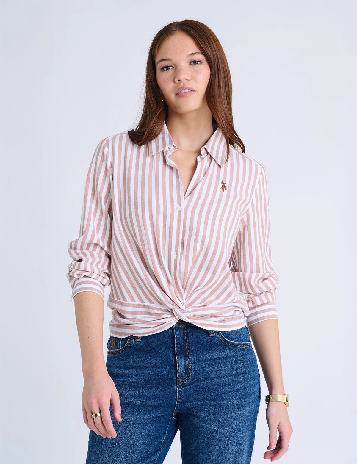 LONG SLEEVE KNOTTED STRIPE SHIRT sold by U.S. Polo Assn.