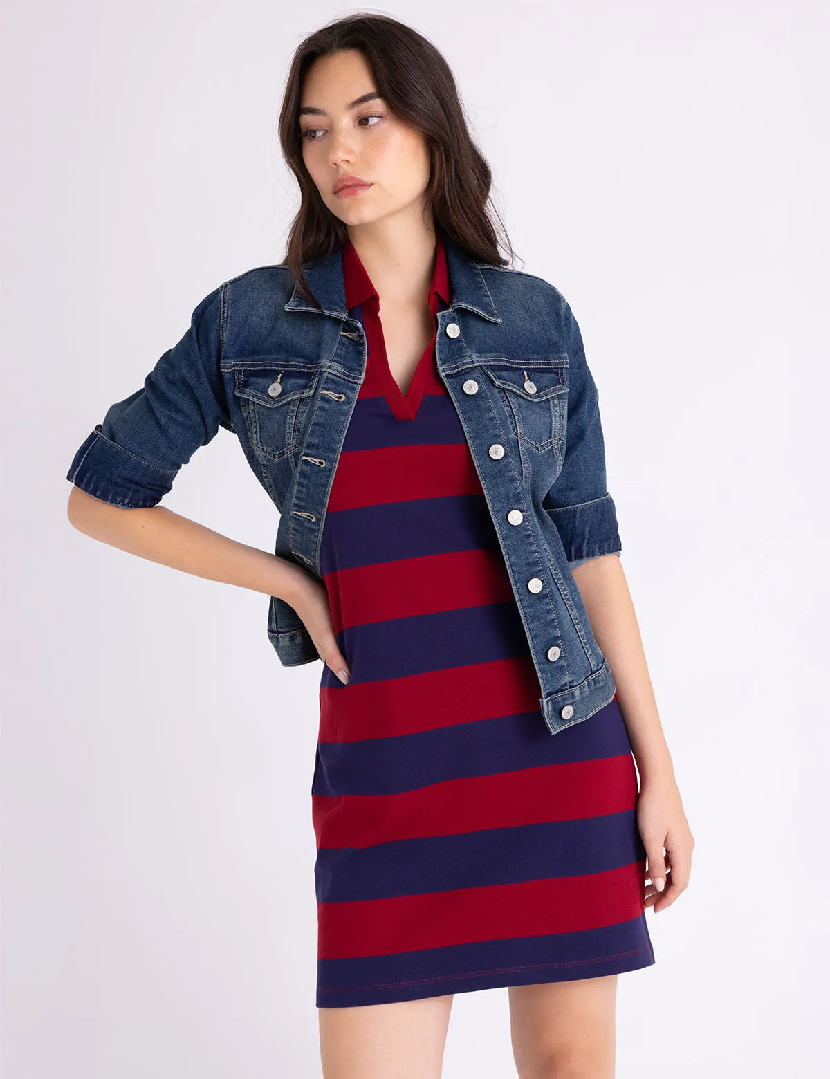 Y-PLACKET RUGBY STRIPE SLIM FIT POLO DRESS sold by U.S. Polo Assn.