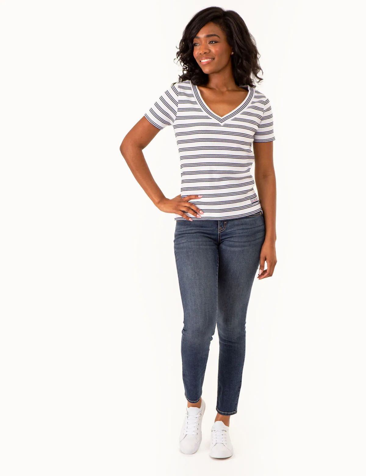 V-NECK RIBBED STRIPED TOP sold by U.S. Polo Assn. product image thumbnail 2