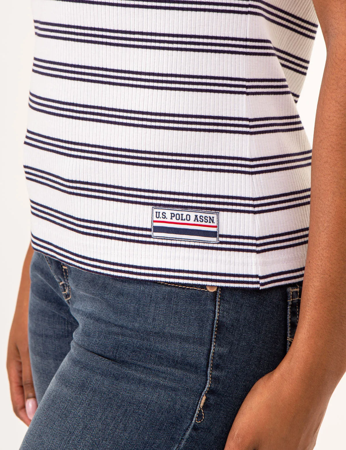V-NECK RIBBED STRIPED TOP sold by U.S. Polo Assn. product image thumbnail 5