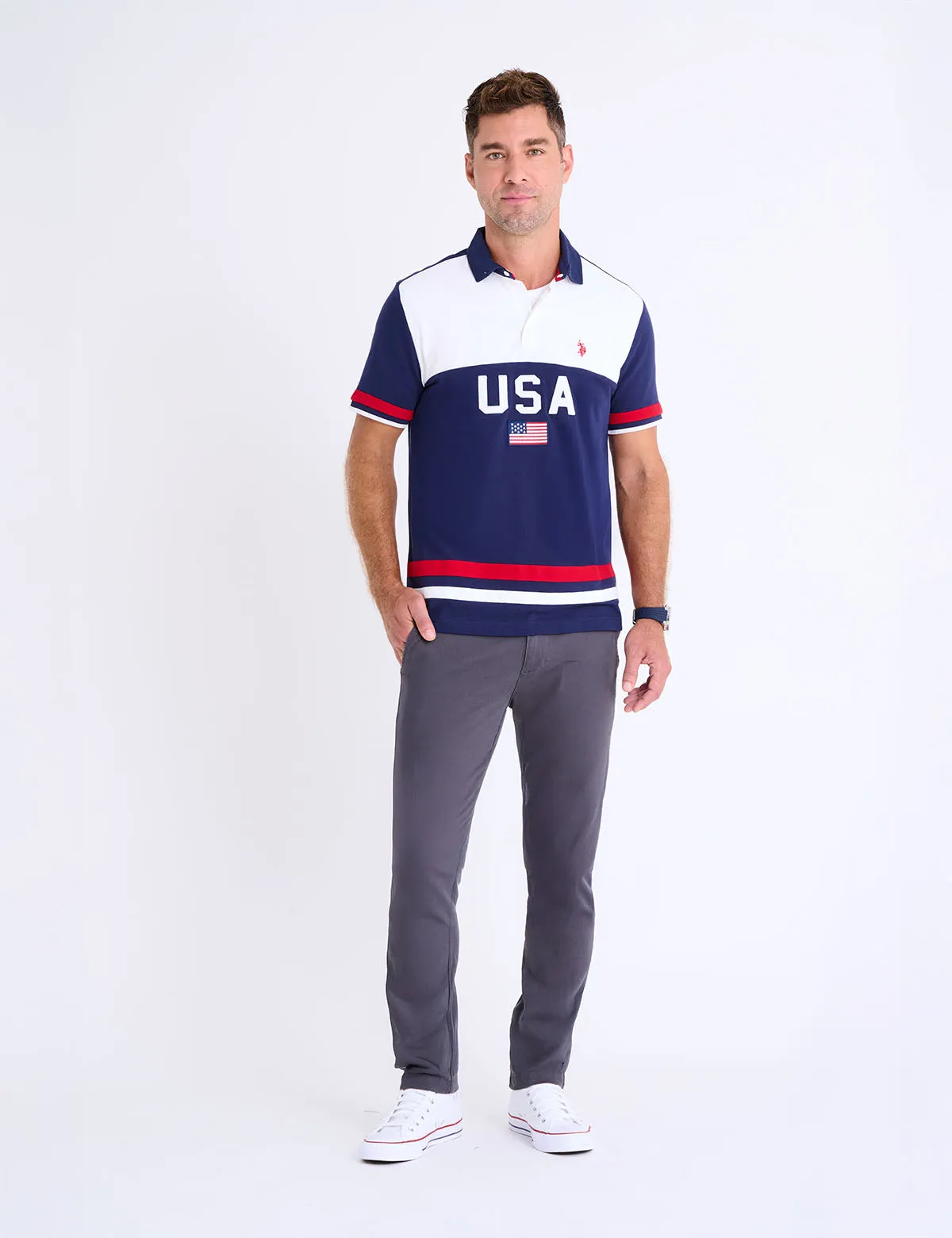 COLOR BLOCK USA APPLIQUE PIQUE POLO SHIRT sold by U.S. Polo Assn. product image thumbnail 3