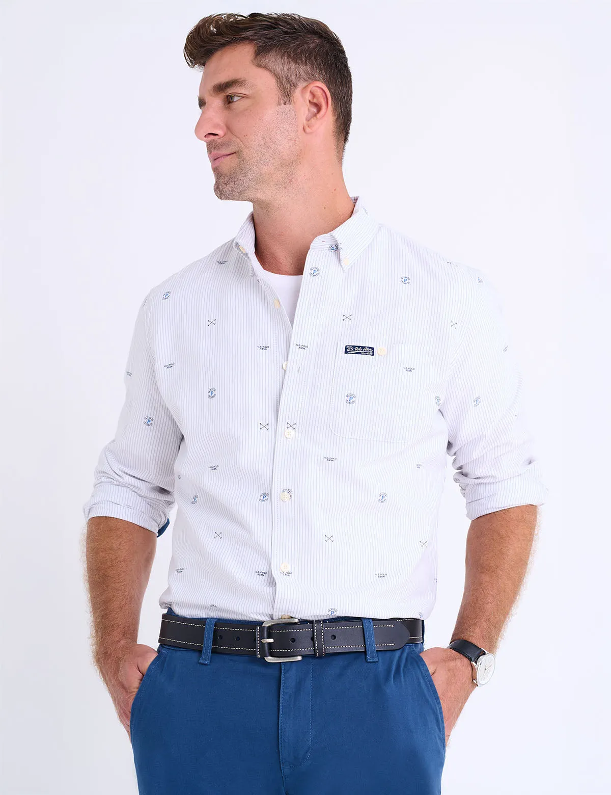 LONG SLEEVE ALL OVER LOGO PRINT OXFORD SHIRT sold by U.S. Polo Assn. product image thumbnail 4