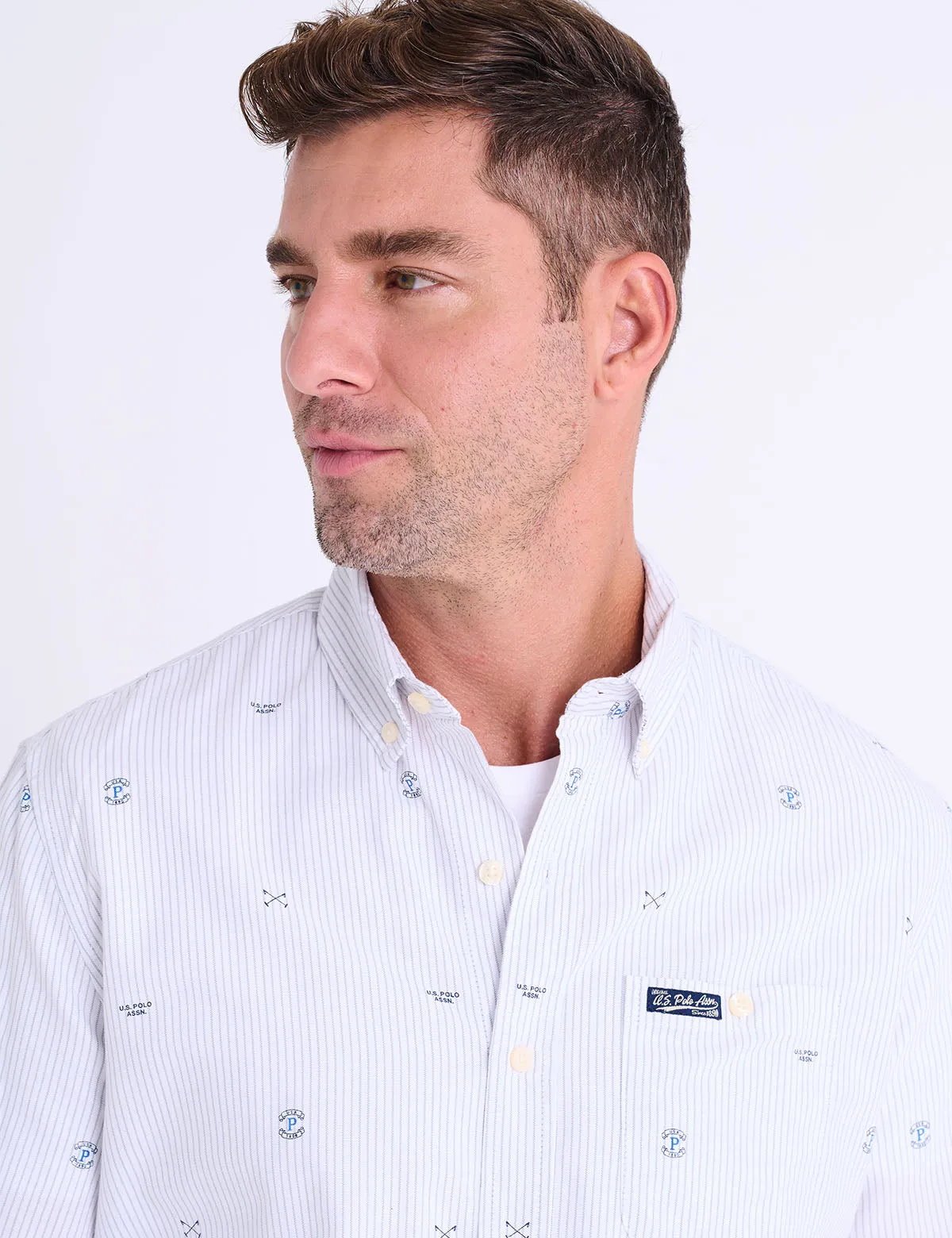 LONG SLEEVE ALL OVER LOGO PRINT OXFORD SHIRT sold by U.S. Polo Assn. product image thumbnail 2