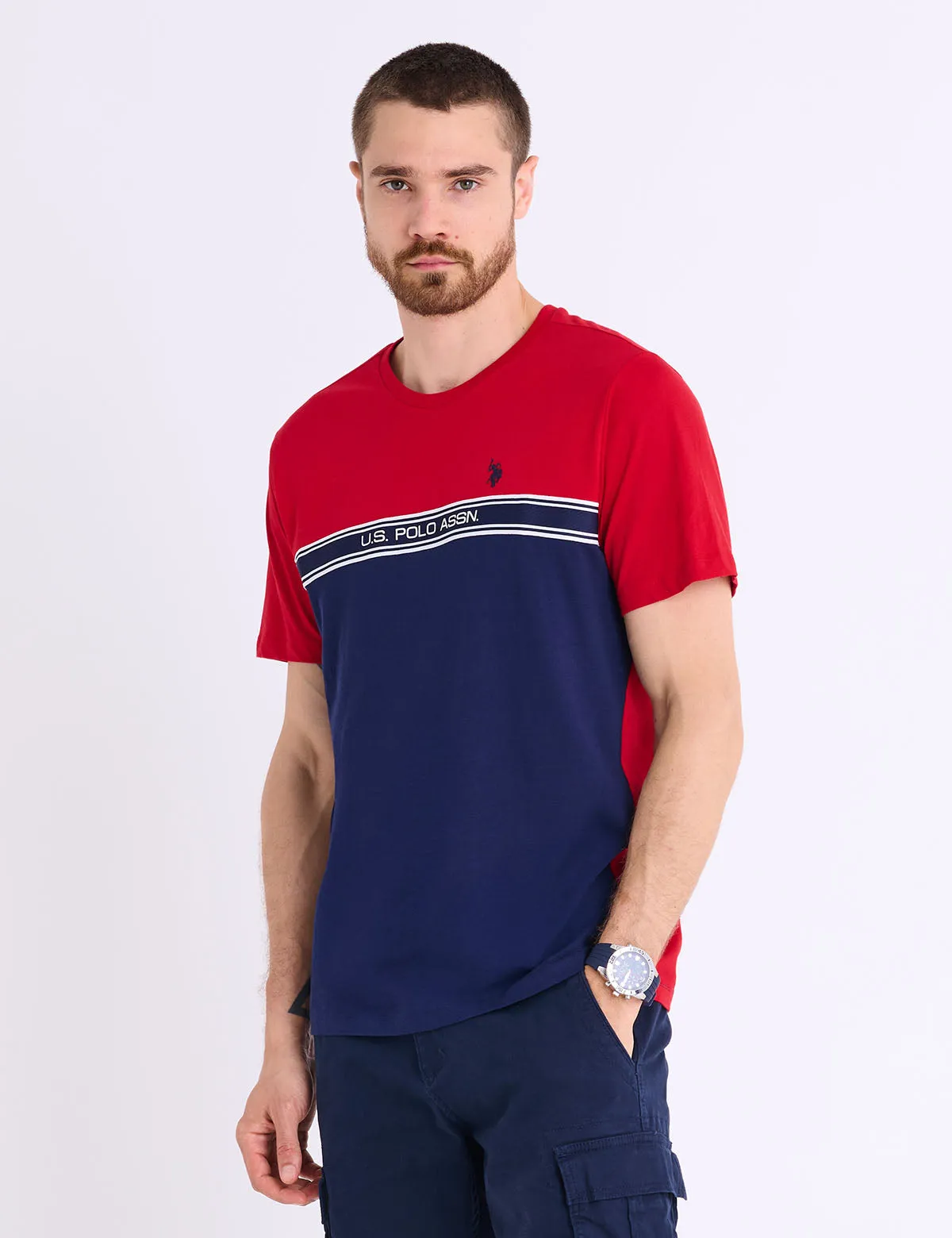 TRICOT CHEST WORDMARK PRINTED JERSEY T-SHIRT sold by U.S. Polo Assn.