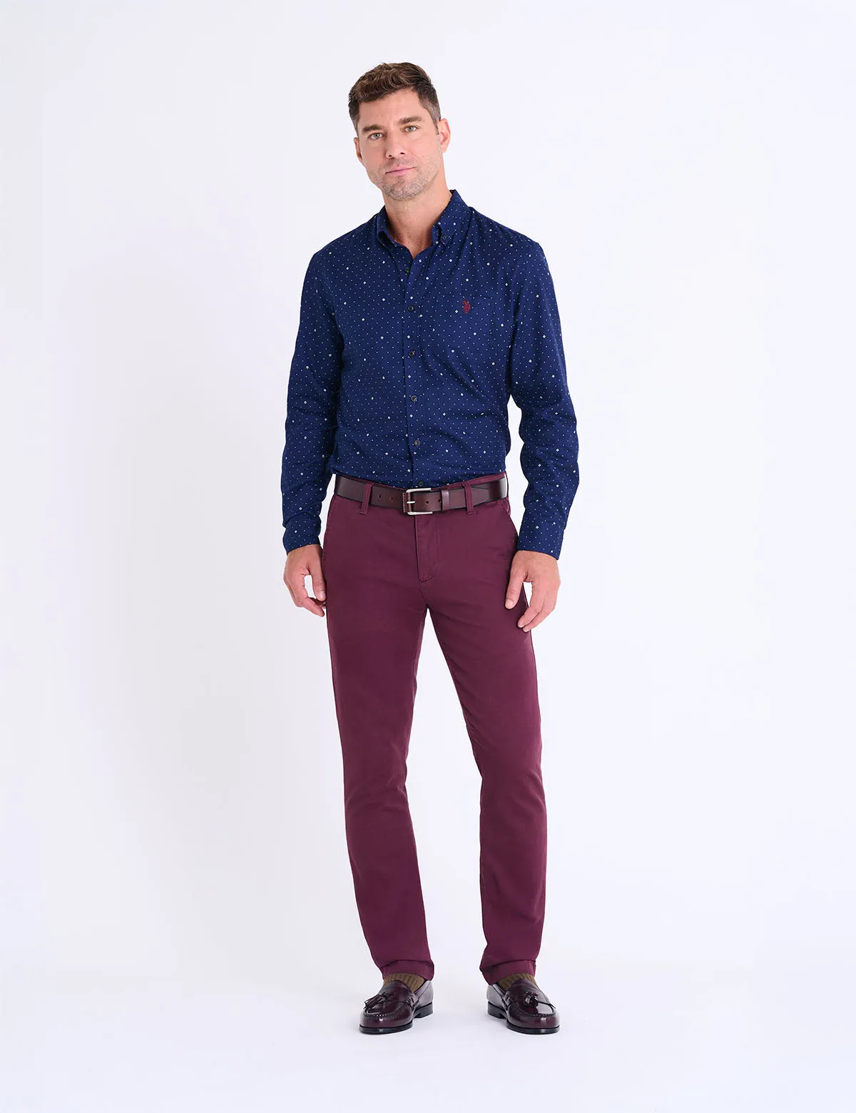 LONG SLEEVE DOT DIAMOND PEACH TWILL SHIRT sold by U.S. Polo Assn. product image thumbnail 2