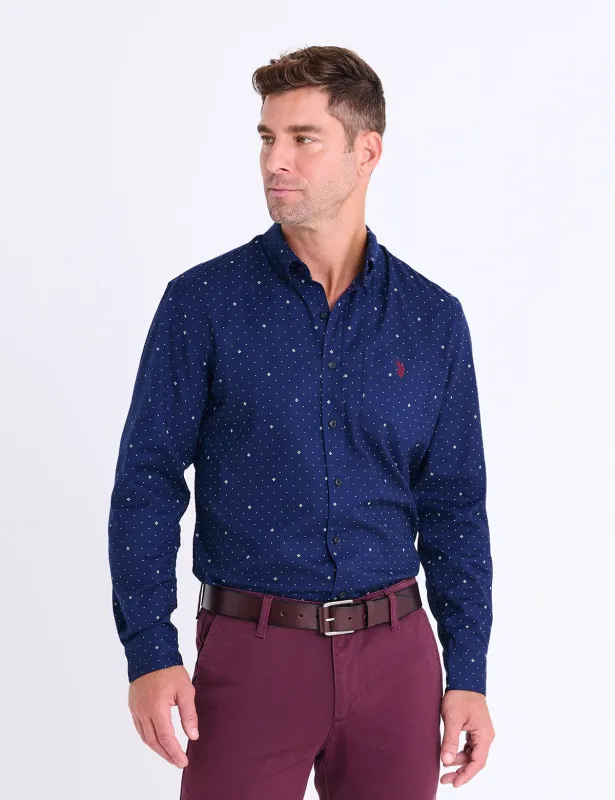 LONG SLEEVE DOT DIAMOND PEACH TWILL SHIRT sold by U.S. Polo Assn.