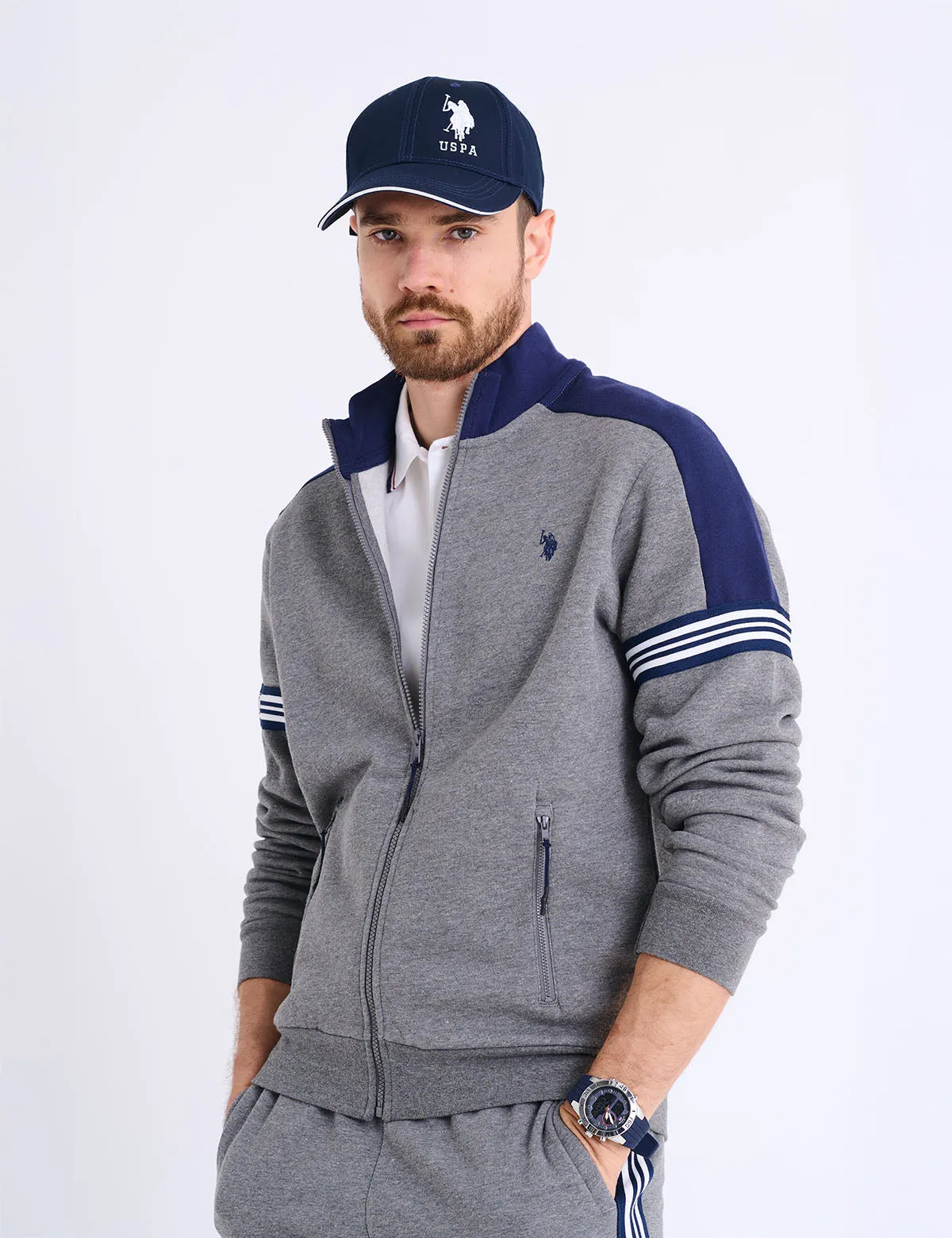 TRICOT TAPE FULL ZIP FLEECE TRACK JACKET sold by U.S. Polo Assn.
