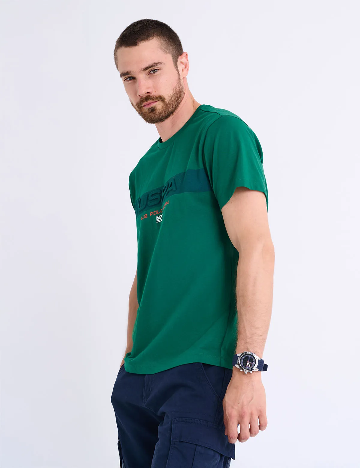 EMBOSSED USPA STRIPE JERSEY T-SHIRT sold by U.S. Polo Assn. product image thumbnail 4