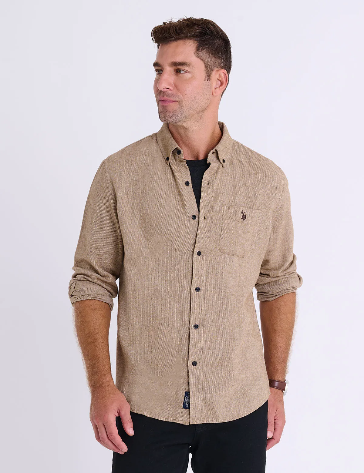 LONG SLEEVE HEAVY BRUSHED TWILL SHIRT sold by U.S. Polo Assn.
