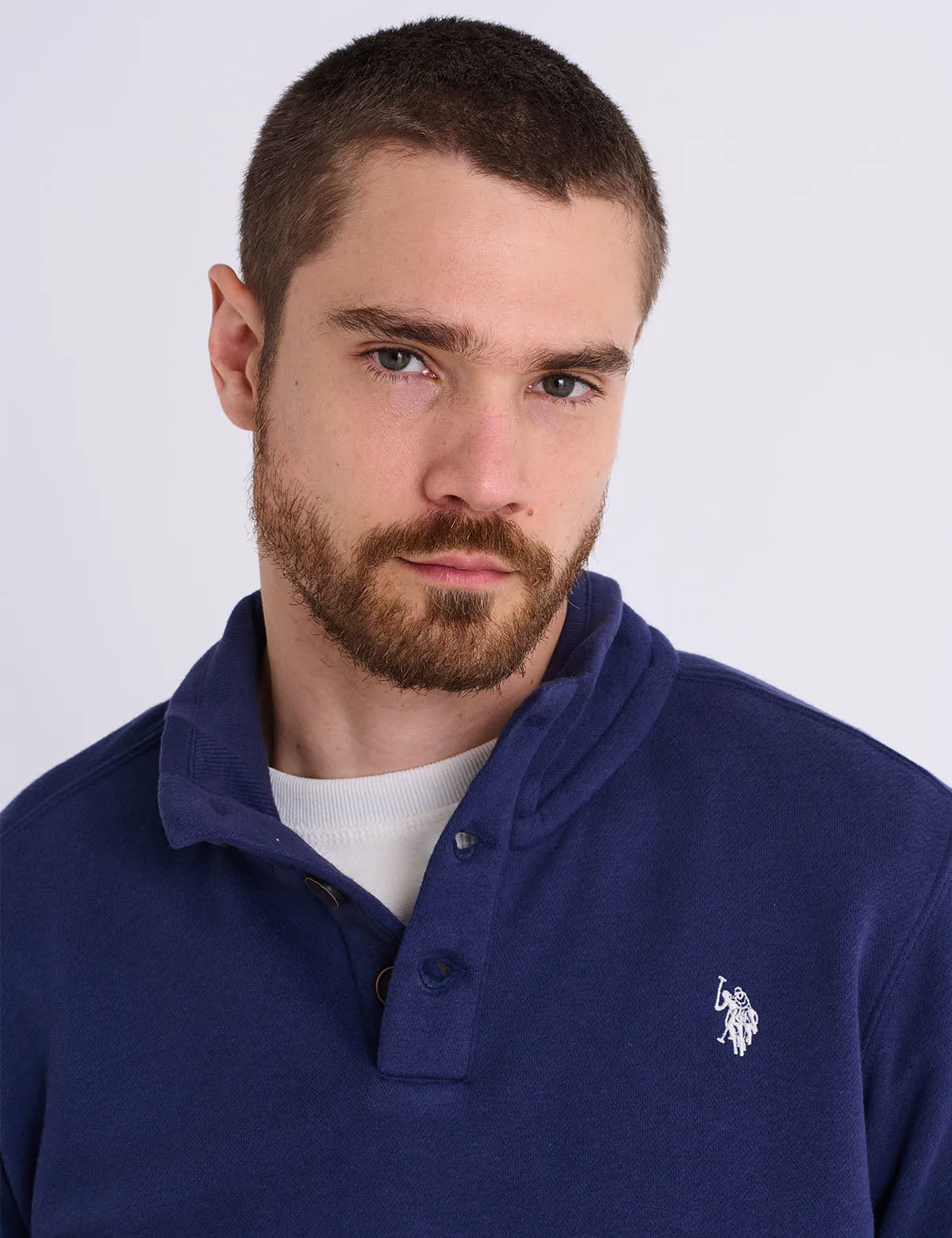 PEACHED FLEECE BUTTON MOCK NECK PULLOVER sold by U.S. Polo Assn. product image thumbnail 4