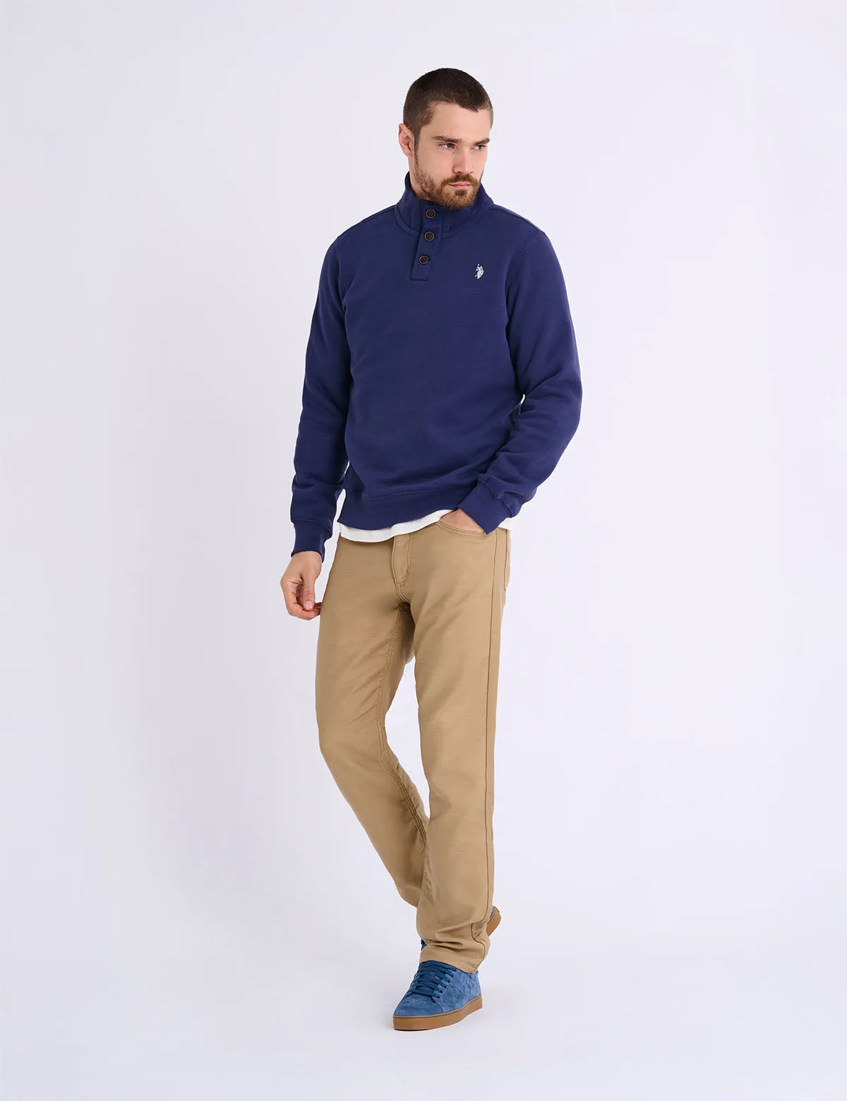 PEACHED FLEECE BUTTON MOCK NECK PULLOVER sold by U.S. Polo Assn. product image thumbnail 3