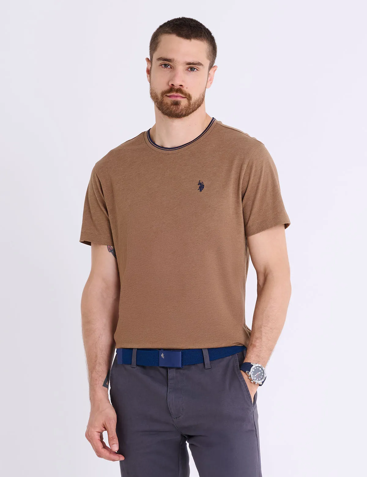 TIPPED CREW NECK COLLAR T-SHIRT sold by U.S. Polo Assn. product image thumbnail 3