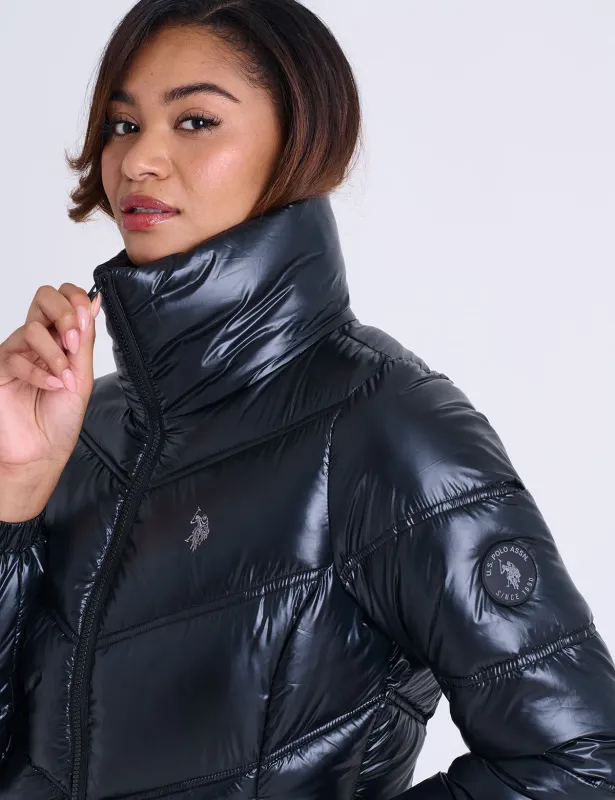 SHINY CHEVRON QUILTED PUFFER JACKET sold by U.S. Polo Assn.