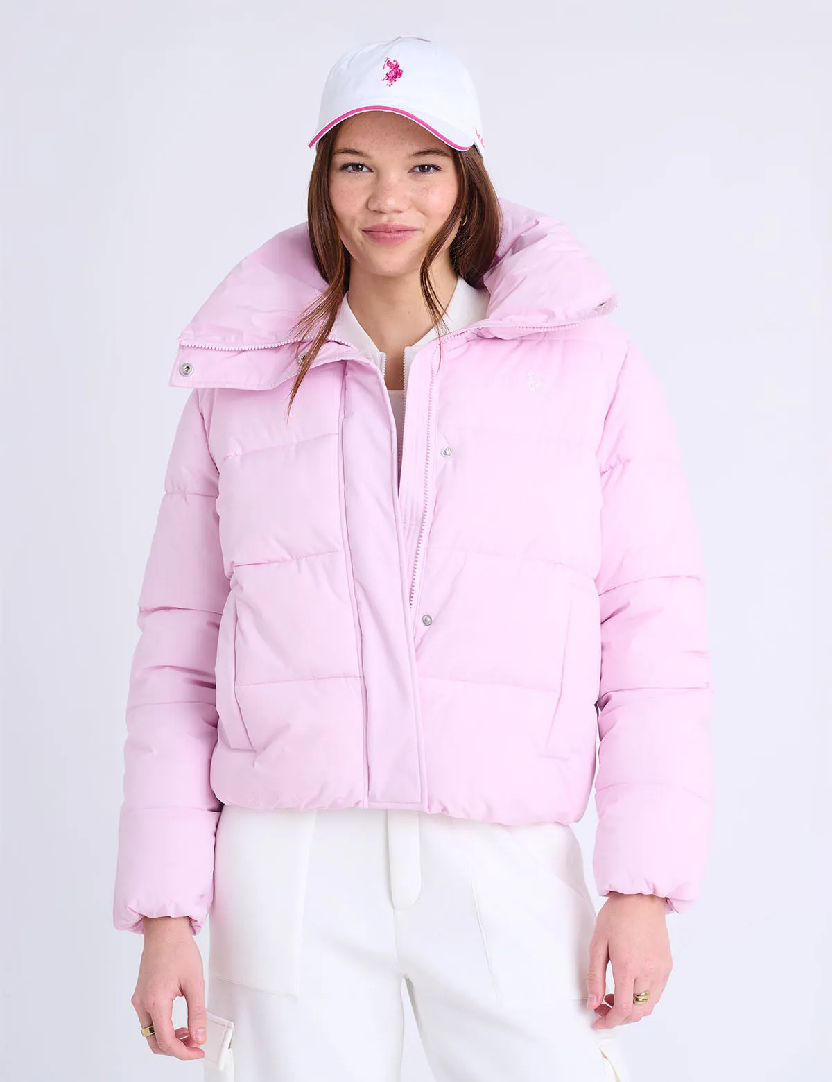 WIDE COLLAR QUILTED PUFFER JACKET sold by U.S. Polo Assn.