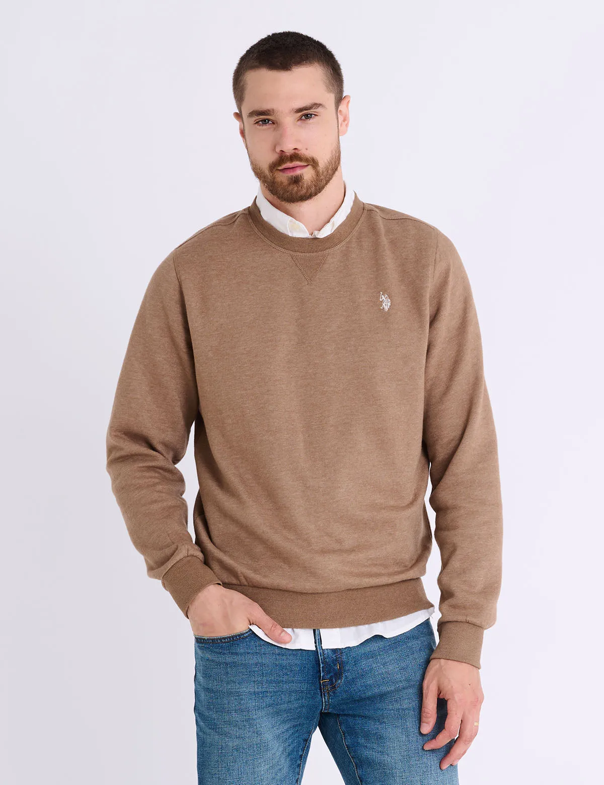 SOLID PEACHED FLEECE CREW NECK PULLOVER sold by U.S. Polo Assn. product image thumbnail 2