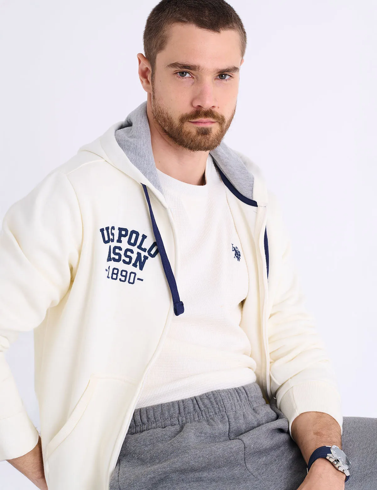 WORDMARK APPLIQUE FULL ZIP FLEECE HOODIE sold by U.S. Polo Assn.