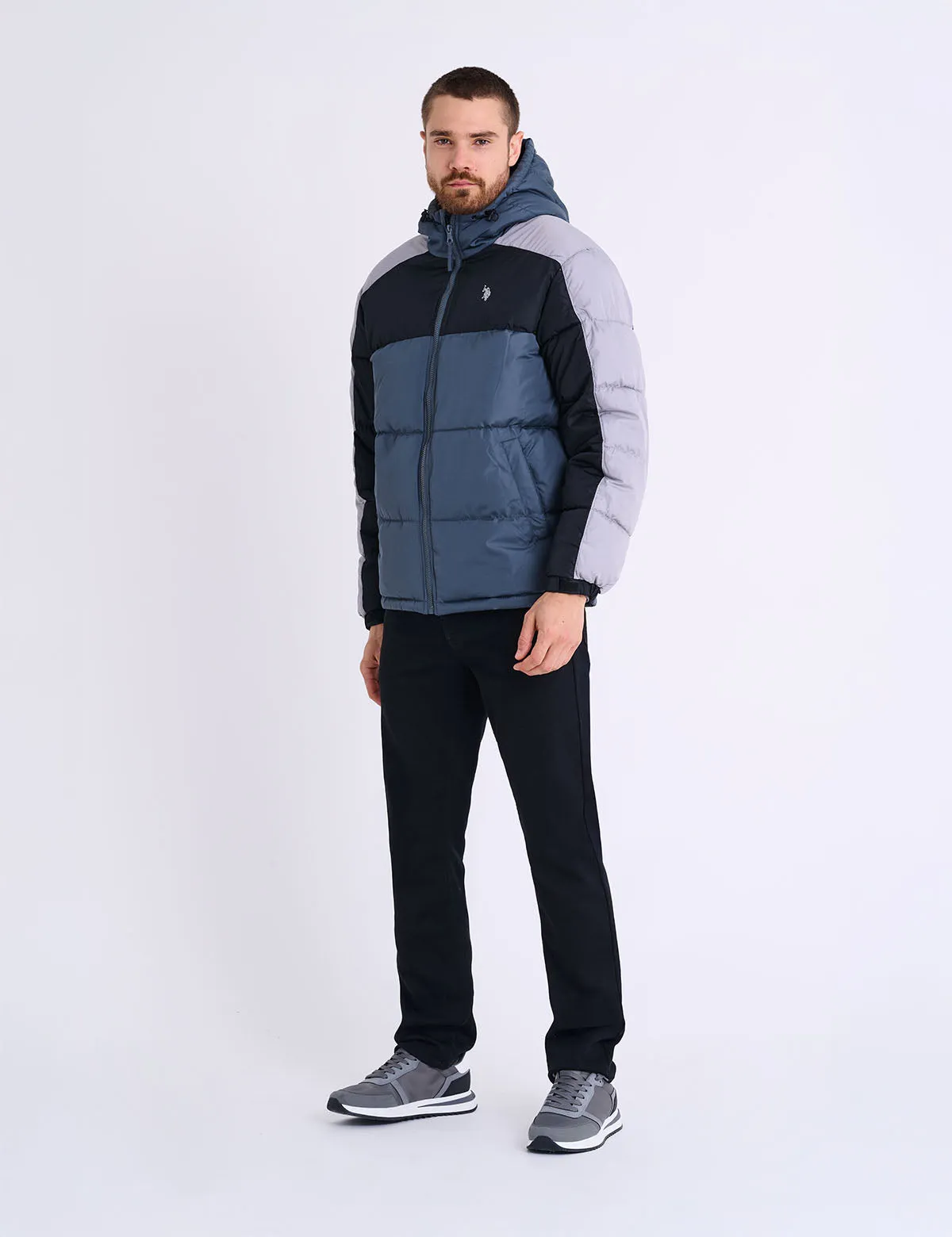 TRI COLOR BLOCK HOODED PUFFER JACKET sold by U.S. Polo Assn. product image thumbnail 2