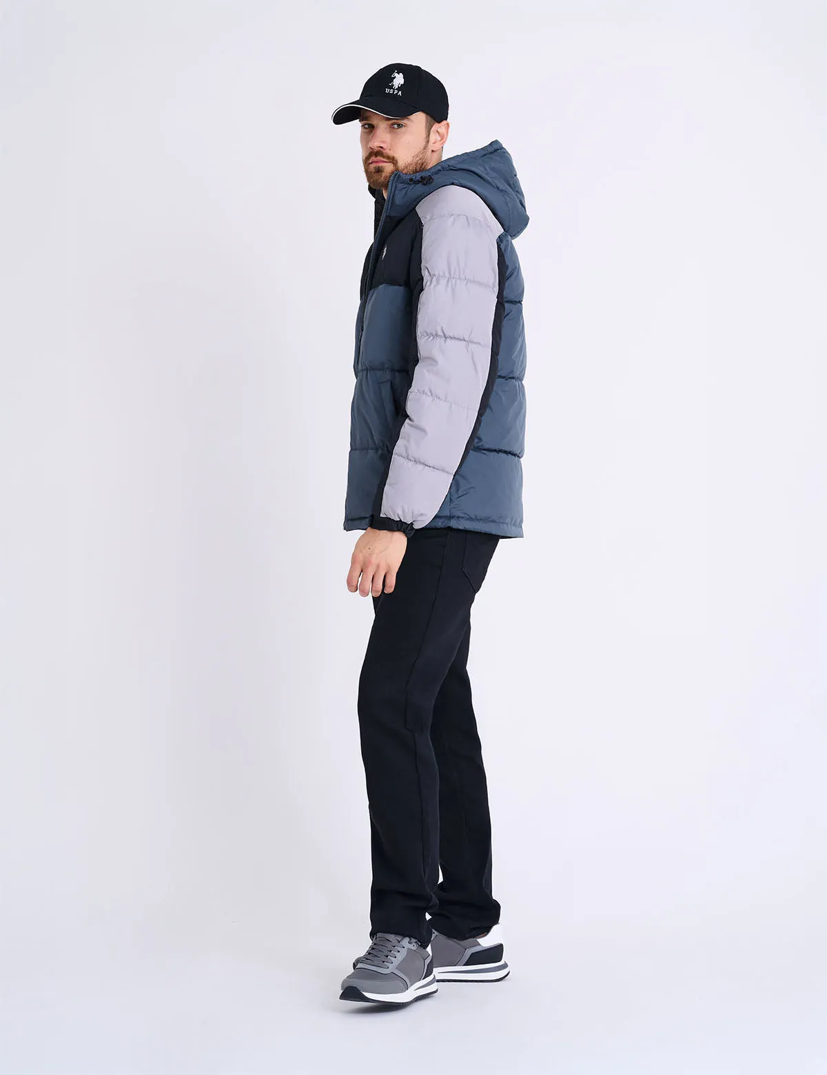 TRI COLOR BLOCK HOODED PUFFER JACKET sold by U.S. Polo Assn. product image thumbnail 4