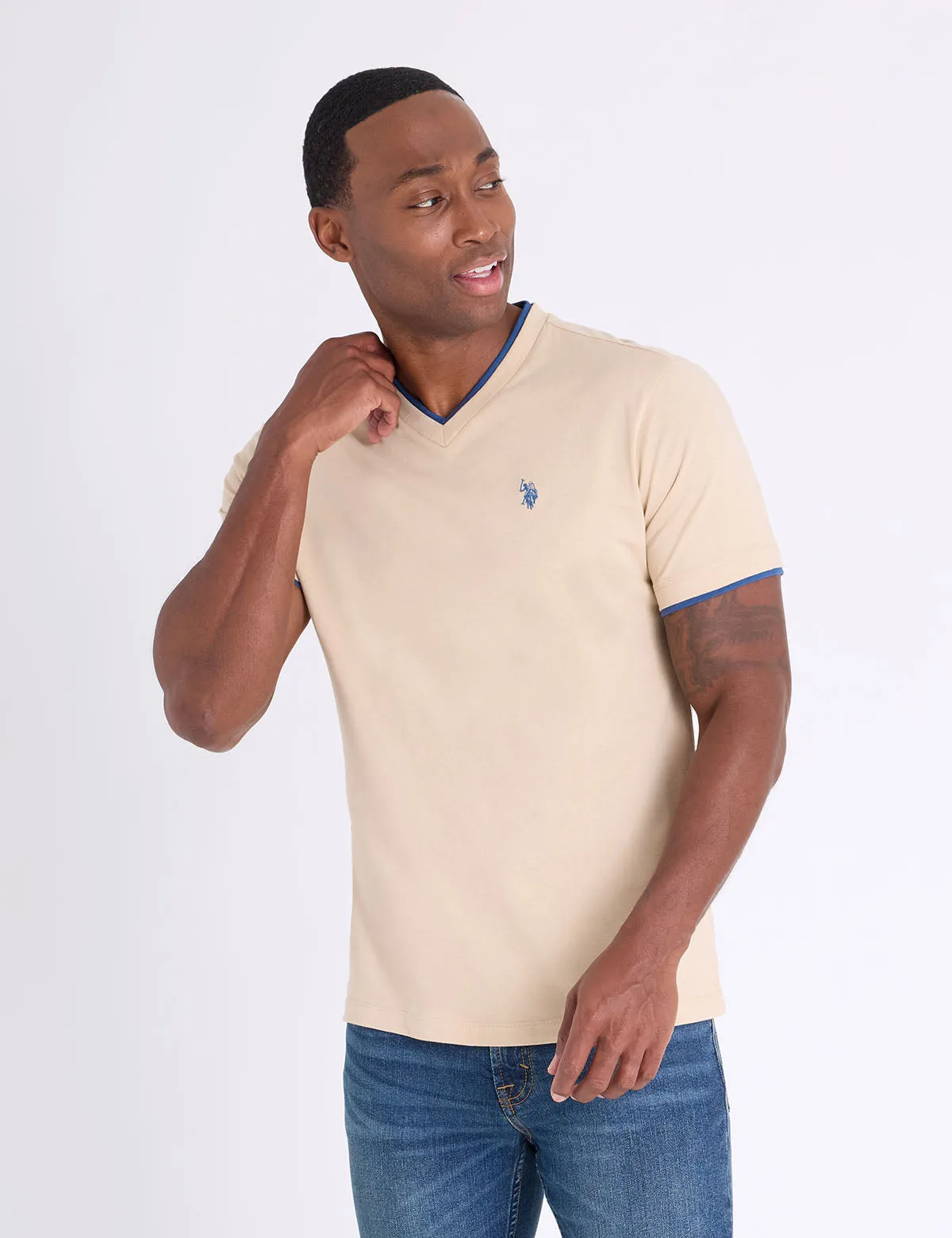 DOUBLE V-NECK T-SHIRT sold by U.S. Polo Assn.