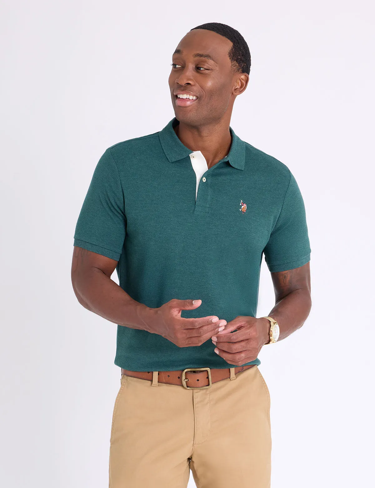 MULTI COLOR LOGO INTERLOCK POLO SHIRT sold by U.S. Polo Assn.