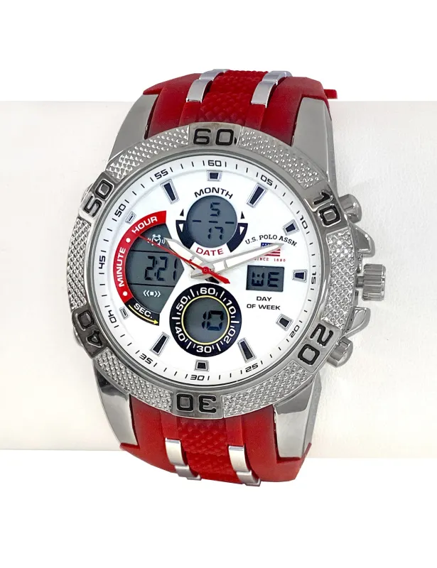 MENS RED STRAP ANADIGI WATCH sold by U.S. Polo Assn.