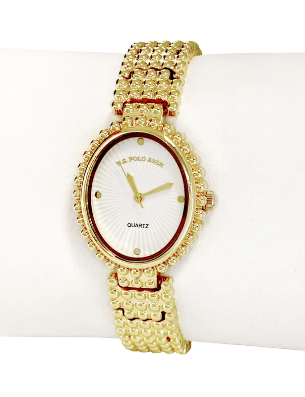 LADIES OVAL FACE GOLD ANALOG WATCH sold by U.S. Polo Assn.