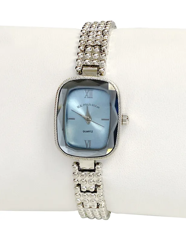 LADIES SILVER OVAL WATCH WITH BLUE FACE sold by U.S. Polo Assn.