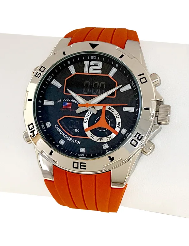 MENS ORANGE STRAP ANADIGI WATCH sold by U.S. Polo Assn.