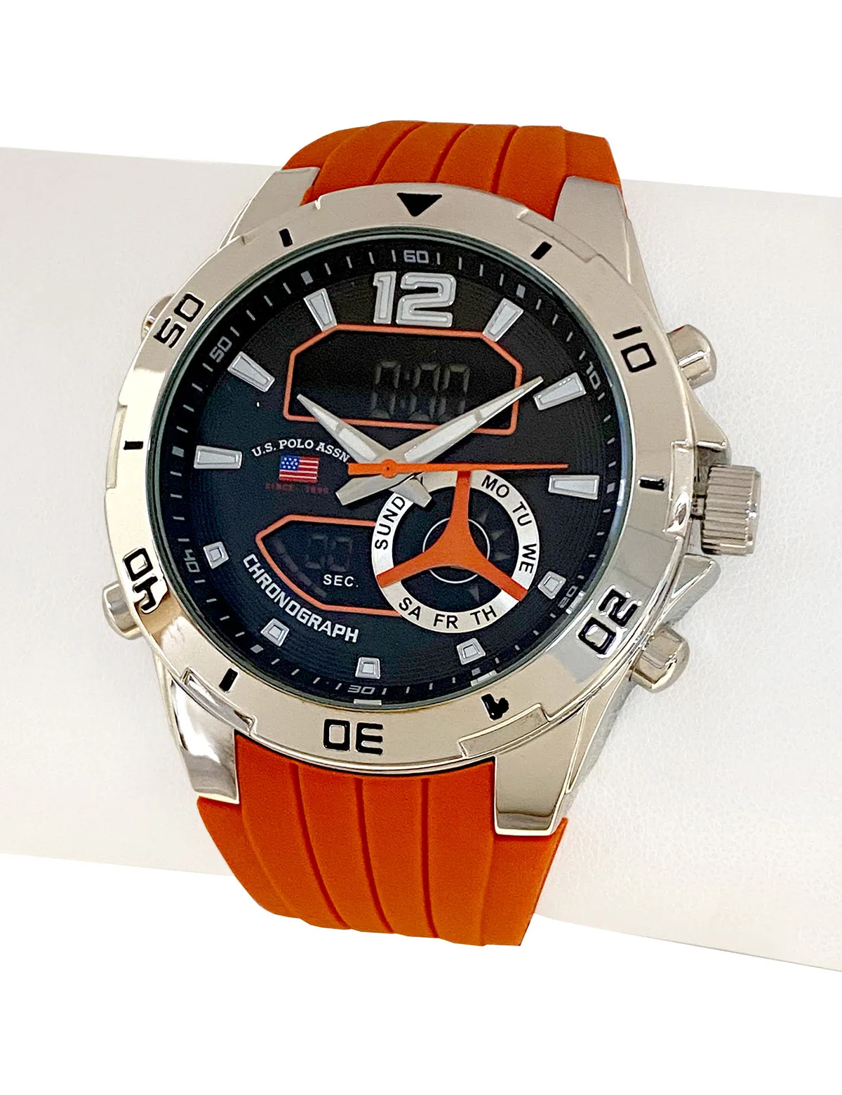 MENS ORANGE STRAP ANADIGI WATCH sold by U.S. Polo Assn.