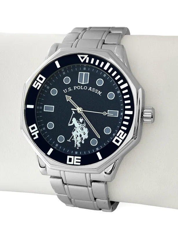 MENS SILVER LINK ANALOG WATCH WITH NAVY FACE sold by U.S. Polo Assn.