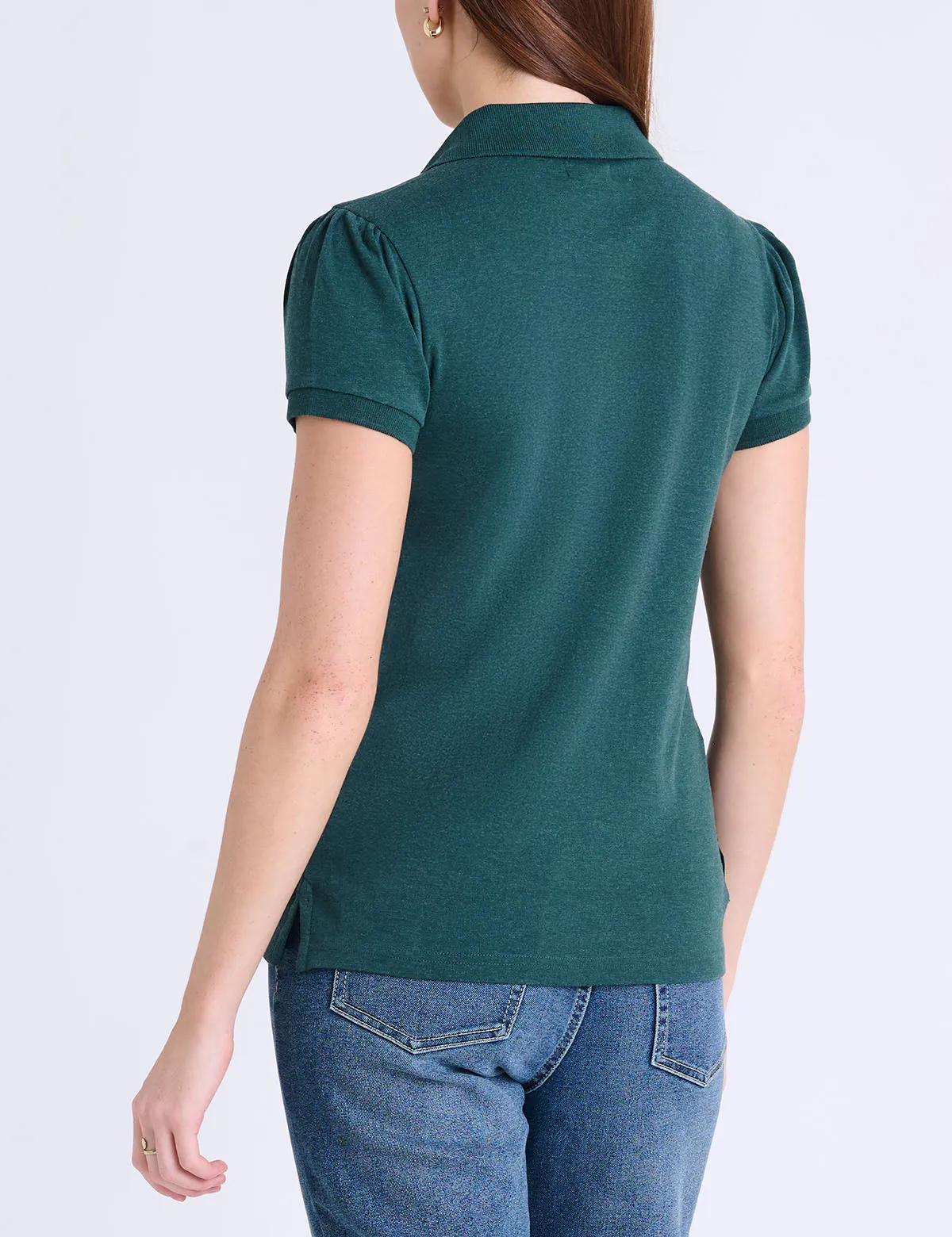 HALF ZIP PUFF SLEEVE HEATHER POLO SHIRT sold by U.S. Polo Assn. product image thumbnail 4