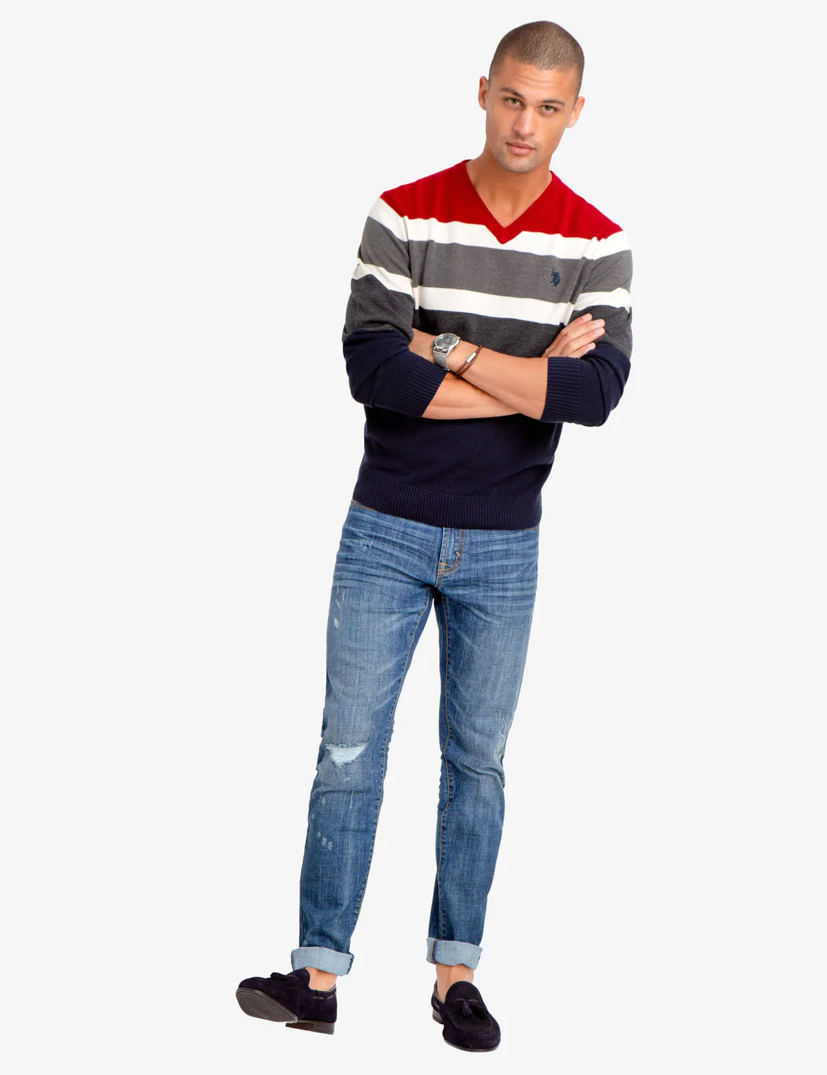 SOFT STRIPED V-NECK SWEATER sold by U.S. Polo Assn. product image thumbnail 2