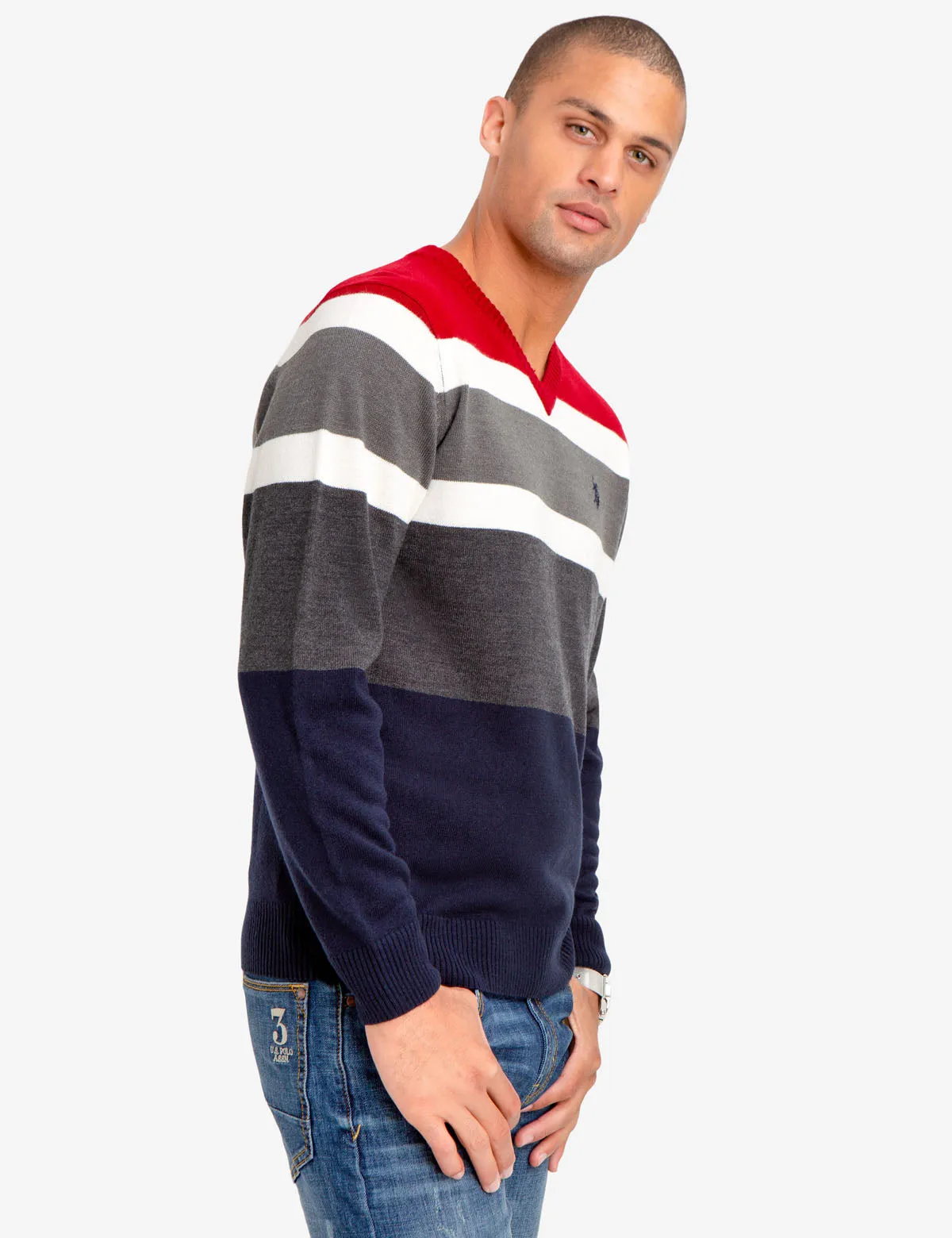 SOFT STRIPED V-NECK SWEATER sold by U.S. Polo Assn. product image thumbnail 3