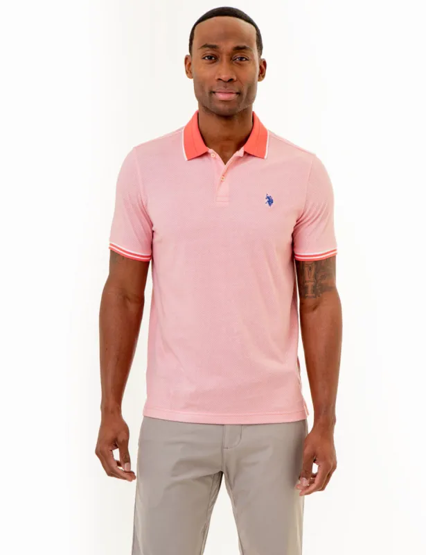 ALL OVER PRINT TEXTURED COLLAR POLO SHIRT sold by U.S. Polo Assn.
