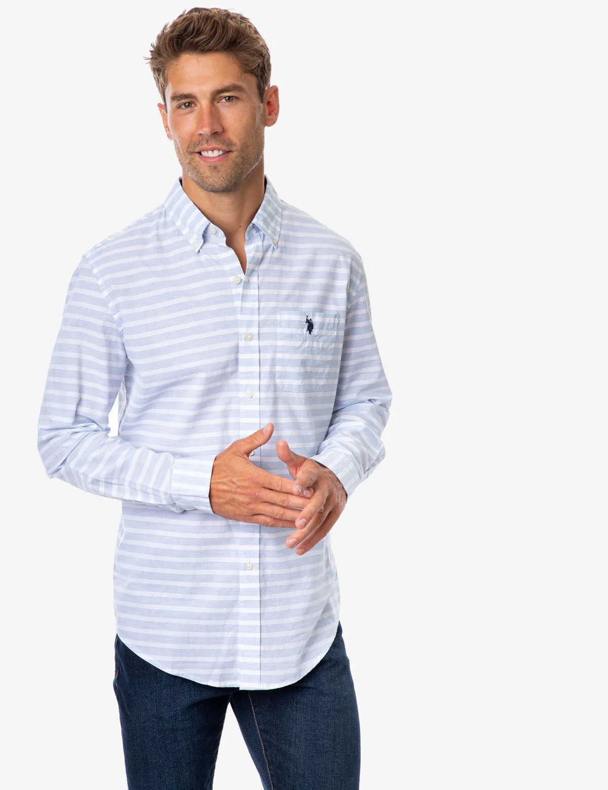 HORIZONTAL STRIPE POPLIN SHIRT sold by U.S. Polo Assn.