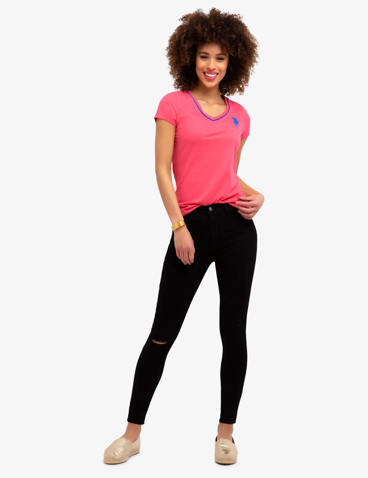 BIG LOGO NEON V-NECK TIPPED T-SHIRT sold by U.S. Polo Assn. product image thumbnail 2