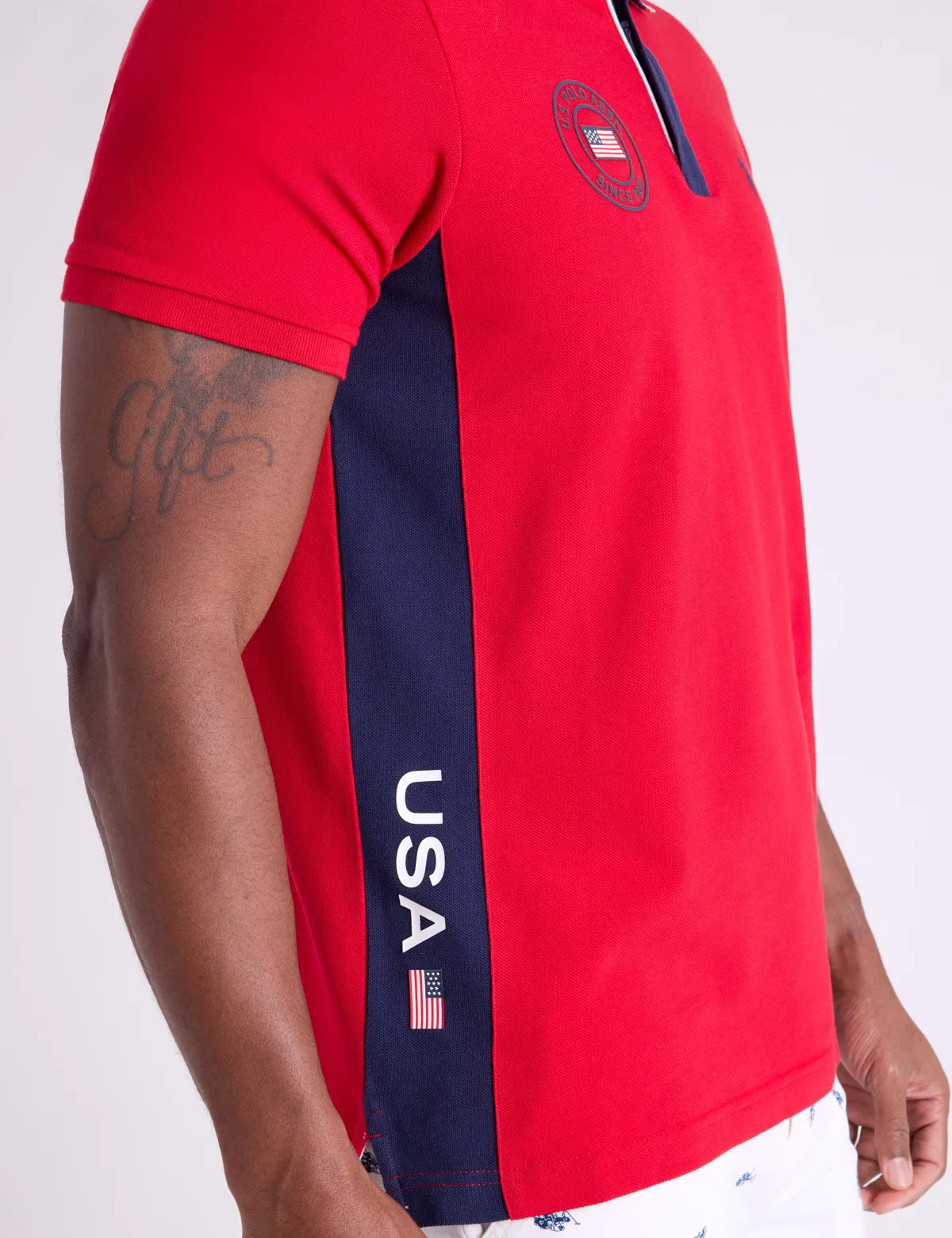 USA VERTICAL PATCH PIQUE POLO SHIRT WITH ZIP PLACKET sold by U.S. Polo Assn. product image thumbnail 4