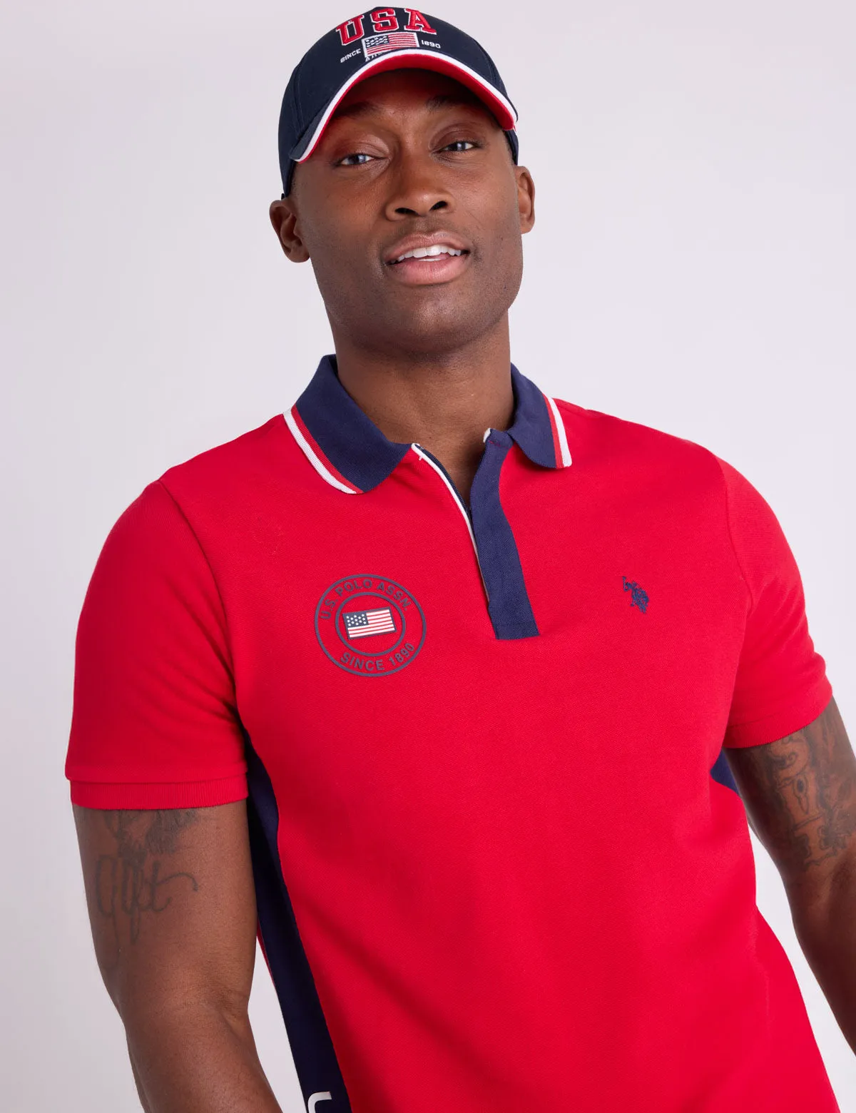 USA VERTICAL PATCH PIQUE POLO SHIRT WITH ZIP PLACKET sold by U.S. Polo Assn. product image thumbnail 3