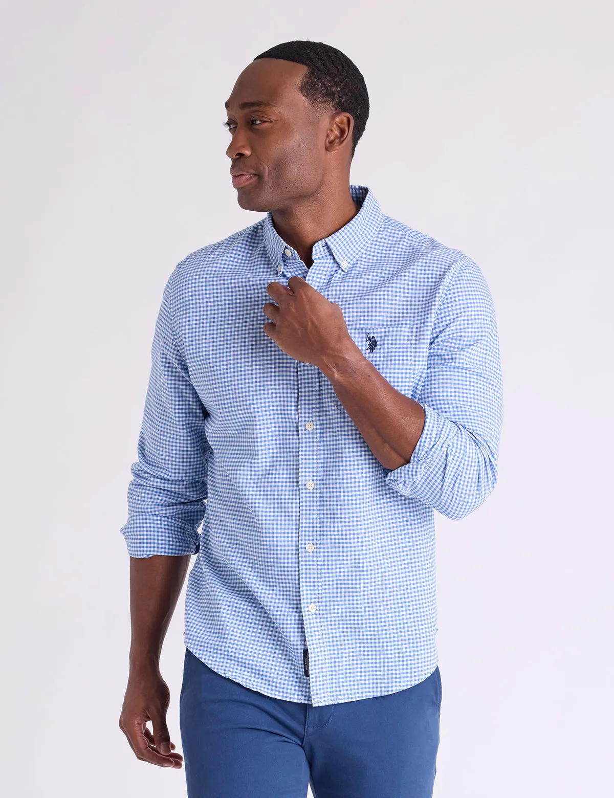 LONG SLEEVE LIGHT WEIGHT GINGHAM OXFORD SHIRT sold by U.S. Polo Assn. product image thumbnail 3