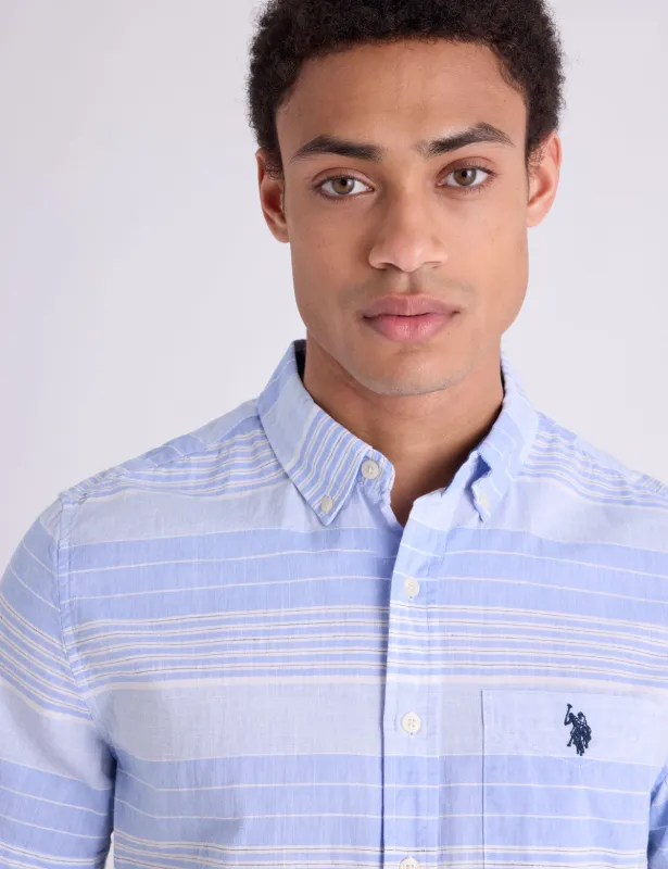 SLUB POPLIN WITH DOBBY SHORT SLEEVE SHIRT sold by U.S. Polo Assn.