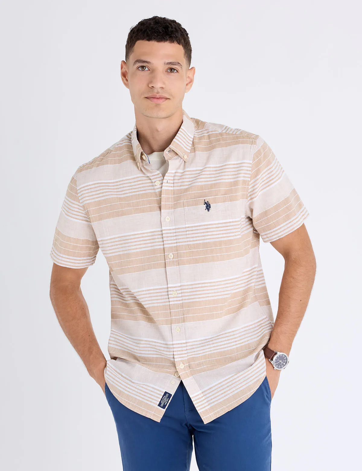 SLUB POPLIN WITH DOBBY SHORT SLEEVE SHIRT sold by U.S. Polo Assn. product image thumbnail 4