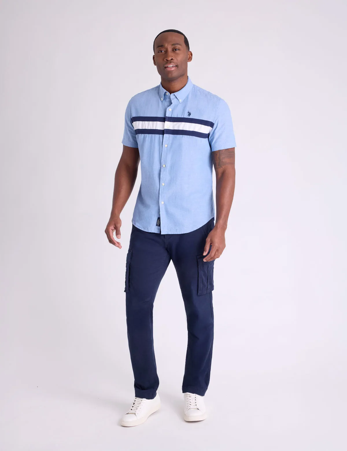 SHORT SLEEVE CHEST STRIPE SLUB CHAMBRAY SHIRT sold by U.S. Polo Assn. product image thumbnail 3