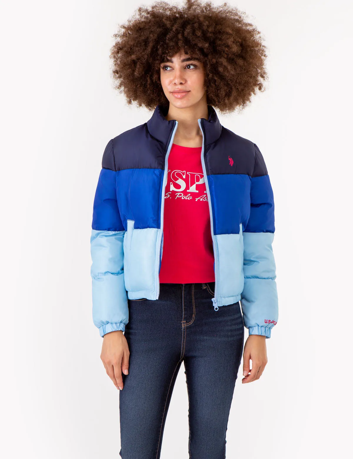 CROPPED COLORBLOCK PUFFER JACKET sold by U.S. Polo Assn.