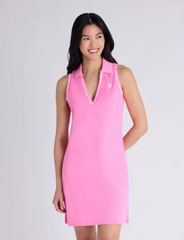 SLEEVELESS SPLIT NECK POLO DRESS sold by U.S. Polo Assn.