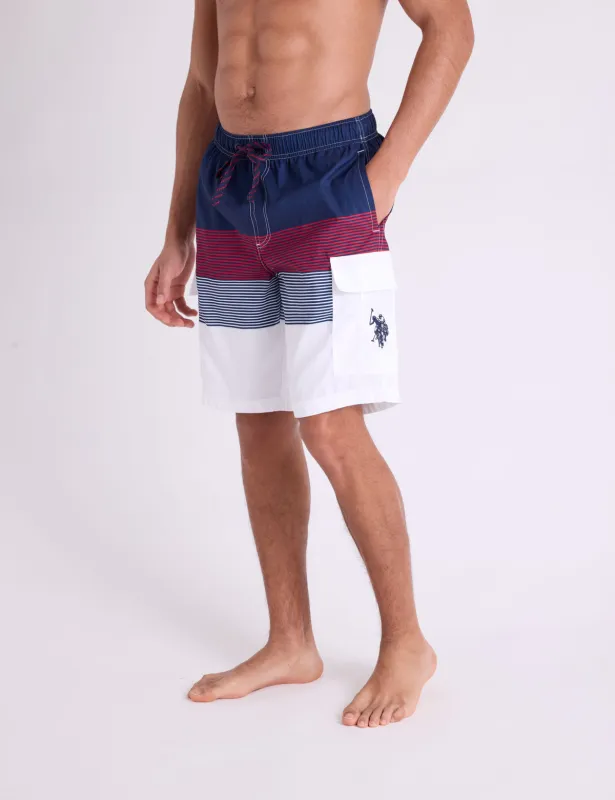 10" COLORBLOCK STRIPE CARGO SWIM SHORTS sold by U.S. Polo Assn.