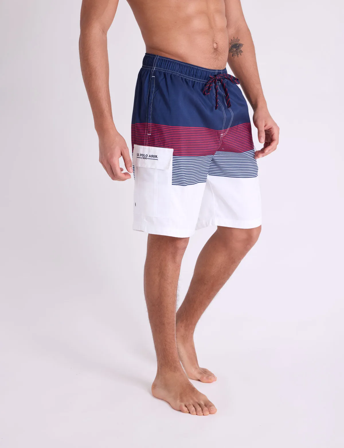 10" COLORBLOCK STRIPE CARGO SWIM SHORTS sold by U.S. Polo Assn. product image thumbnail 2